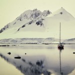 An overwintered yacht in Damoy Bay, Antarctica 1990